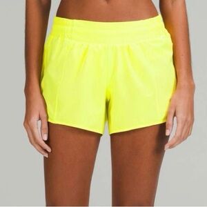 Lululemon Hotty Hot Low-Rise Lined Shorts 4”. Electric Lemon!